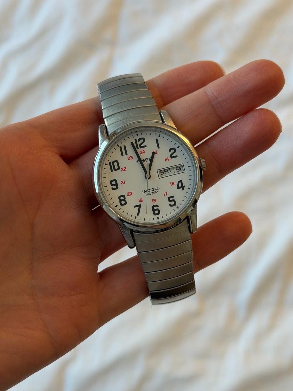 Timex Silver Stainless Steel Watch with White Dial